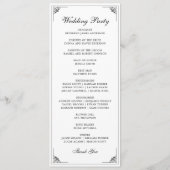 Die formelle, elegante Schwarz-Weiß-Hochzeit Programm (Rückseite)