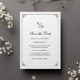 Die formelle, elegante Schwarz-Weiß-Hochzeit Save The Date