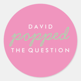 Die Frageopcorn-Begrüßungstafel-Aufkleber geklebt Runder Aufkleber