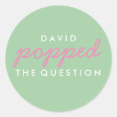 Die Frageopcorn-Begrüßungstafel-Aufkleber geklebt Runder Aufkleber (Vorderseite)