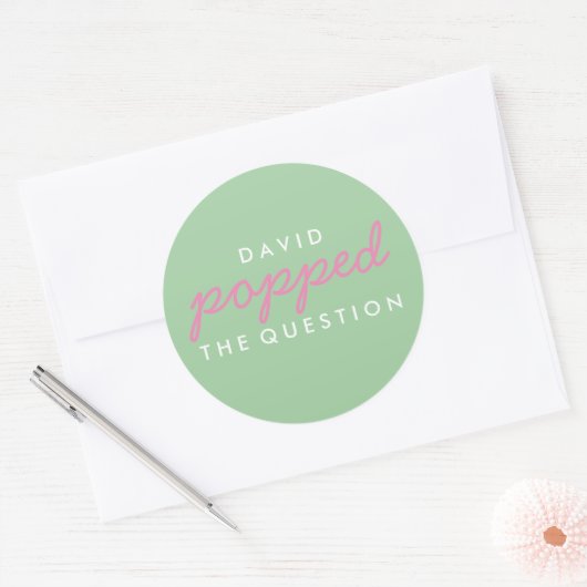 Die Frageopcorn-Begrüßungstafel-Aufkleber geklebt Runder Aufkleber (Umschlag)