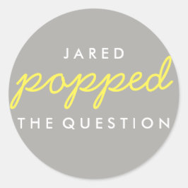 Die Frageopcorn-Begrüßungstafel-Aufkleber geklebt Runder Aufkleber