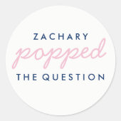 Die Frageopcorn-Begrüßungstafel-Aufkleber geklebt Runder Aufkleber (Vorderseite)