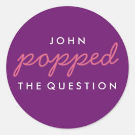 Die Frageopcorn-Begrüßungstafel-Aufkleber geklebt Runder Aufkleber