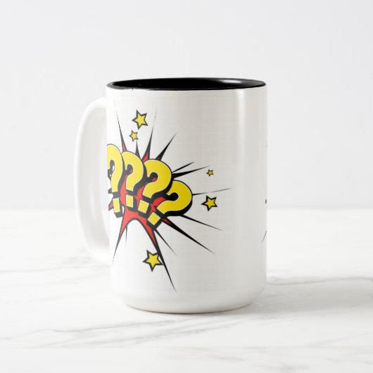 Die Fragezeichen-Tasse Zweifarbige Tasse (Vorderseite Links)