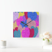 Die fragmentierte Herz-Abstrakte Malerei Quadratische Wanduhr (Zuhause)