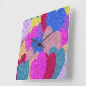 Die fragmentierte Herz-Abstrakte Malerei Quadratische Wanduhr (Winkel)