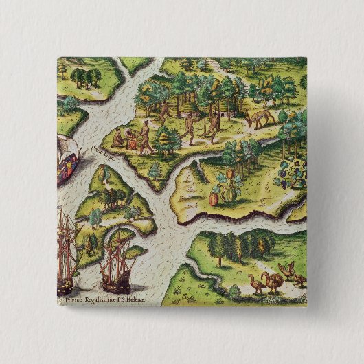 Die Franzosen kommen im königlichen Hafen an Button (Vorderseite)