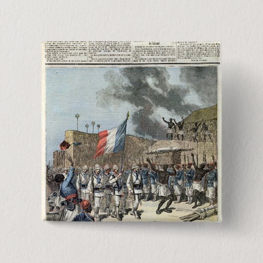 Die französische Flagge, die Abomey kommt Button (Vorderseite)