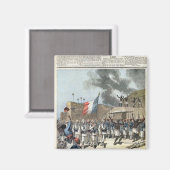 Die französische Flagge, die in den Abomey eindrin Magnet (Vorderseite/Rückseite)