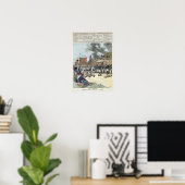 Die französische Flagge, die in den Abomey eindrin Poster (Heimbüro)