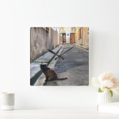 Die französische Katze Quadratische Wanduhr (Zuhause)