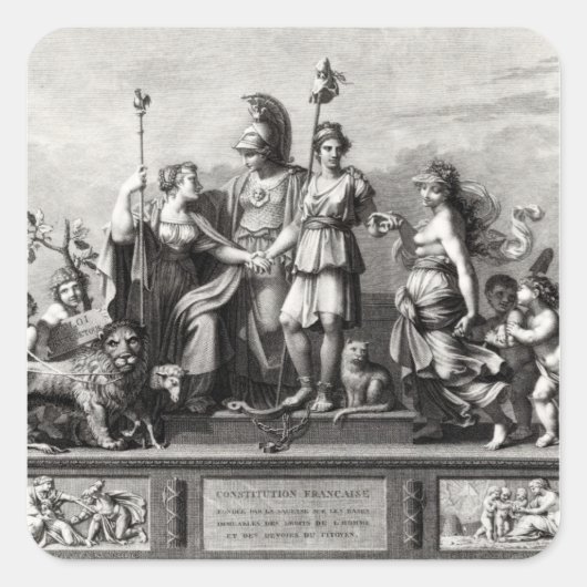 Die französische Verfassung Quadratischer Aufkleber (Vorderseite)