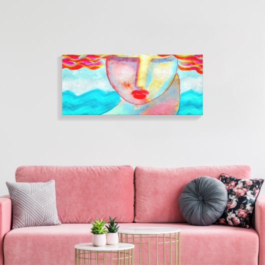 Die Frau am Meer Abstrakte digitale Malerei Leinwanddruck (Insitu (Wohnzimmer))