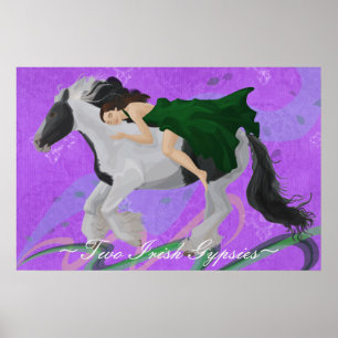 Die Frau auf der Horseback Poster Print