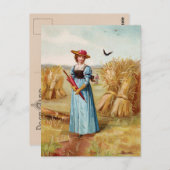 Die Frau auf der Postkarte für das Weizenfeld (Vorne/Hinten)