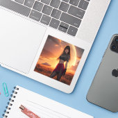 Die Frau aus der fernen Galaxie Aufkleber (Laptop mit iPhone)