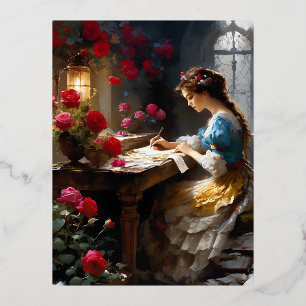 Die Frau, die diesen Absatz schreibt, hat einen we Folien Feiertagspostkarte