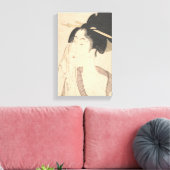 Die Frau entspannt sich nach ihrem Bad Leinwanddruck (Insitu (Wohnzimmer))