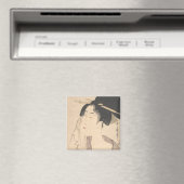 Die Frau entspannt sich nach ihrem Bad Magnet (In Situ (Geschirrspüler))