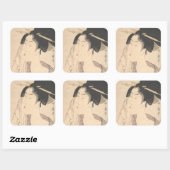 Die Frau entspannt sich nach ihrem Bad Quadratischer Aufkleber (Blatt)