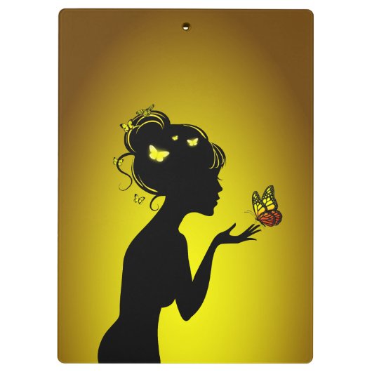 Die Frau Gelbschmetterlinge Klemmbrett (Rückseite)