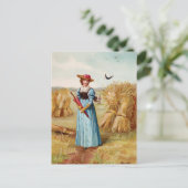 Die Frau im Feld Postkarte (Stehend Vorderseite)