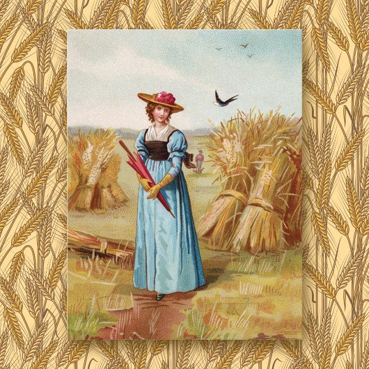 Die Frau im Feld Postkarte