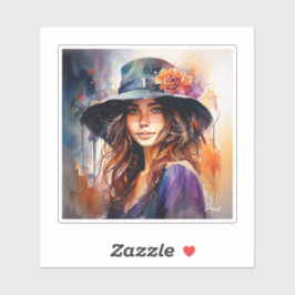 Die Frau im Hut: Portrait der lebendigen Gnade Aufkleber