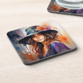 Die Frau im Hut: Portrait der lebendigen Gnade Getränkeuntersetzer (Linke Seite)