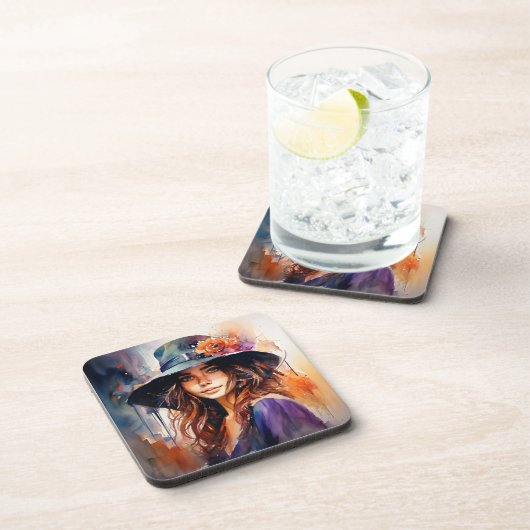 Die Frau im Hut: Portrait der lebendigen Gnade Getränkeuntersetzer (Rechte Seite)