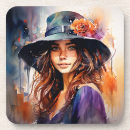 Die Frau im Hut: Portrait der lebendigen Gnade Getränkeuntersetzer