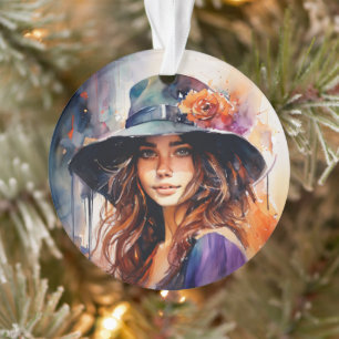 Die Frau im Hut: Portrait der lebendigen Gnade Ornament