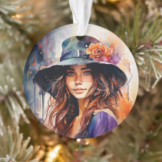 Die Frau im Hut: Portrait der lebendigen Gnade Ornament (Baum)