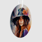 Die Frau im Hut: Portrait der lebendigen Gnade Ornament (Vorderseite)