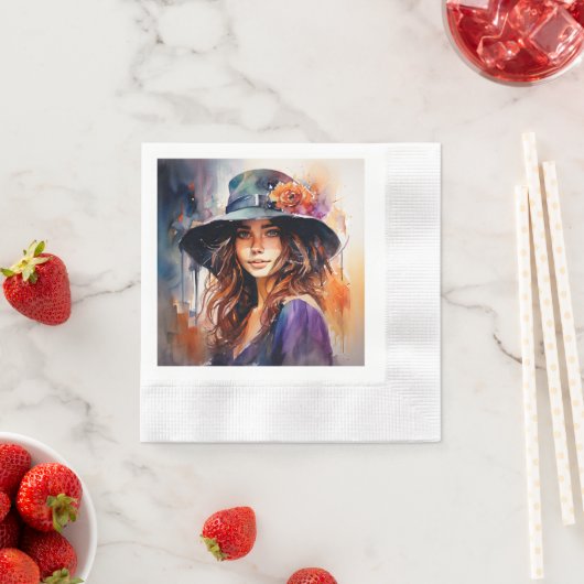 Die Frau im Hut: Portrait der lebendigen Gnade Serviette (Beispiel)