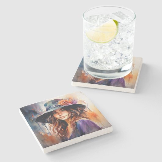 Die Frau im Hut: Portrait der lebendigen Gnade Steinuntersetzer (Seitenansicht)