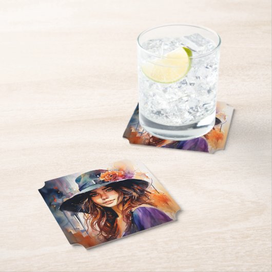 Die Frau im Hut: Portrait der lebendigen Gnade Untersetzer (Vor Ort)