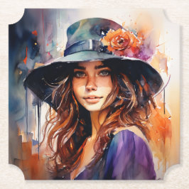 Die Frau im Hut: Portrait der lebendigen Gnade Untersetzer