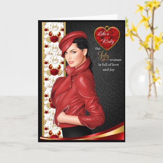 Die Frau im Juli Karte (Gelbe Blume)