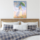 Die Frau im Parasol Monet Fine Art Leinwanddruck (Insitu (Schlafzimmer))
