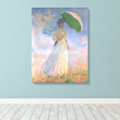 Die Frau im Parasol Monet Fine Art Leinwanddruck (Insitu (Holzboden))