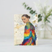 Die Frau im Vogelfrauenkleid Postkarte (Stehend Vorderseite)