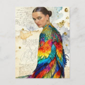 Die Frau im Vogelfrauenkleid Postkarte (Vorderseite)