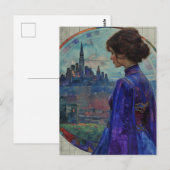 Die Frau in Blau Postkarte (Vorne/Hinten)