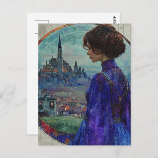 Die Frau in Blau Postkarte (Vorne/Hinten)