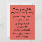 Die Frau in einem rosa Ballgown Save the Date Karte (Rückseite)