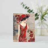 Die Frau in einer roten Kleiderkollektion Postkarte (Stehend Vorderseite)