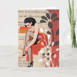 Die Frau in Red Lingerie, Geburtstag Karte