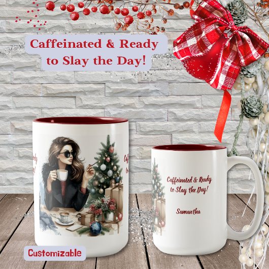 Die Frau ist bereit für den Urlaub, Wasserfarbe Zweifarbige Tasse